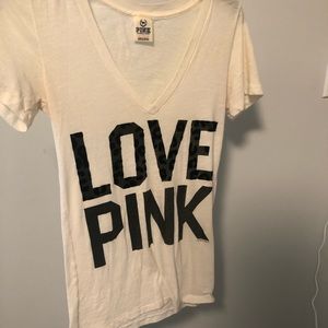 Love pink white t shirt